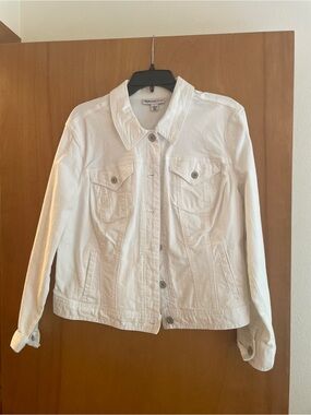 Style & Co. White Women's Denim Jacket with Button Front
